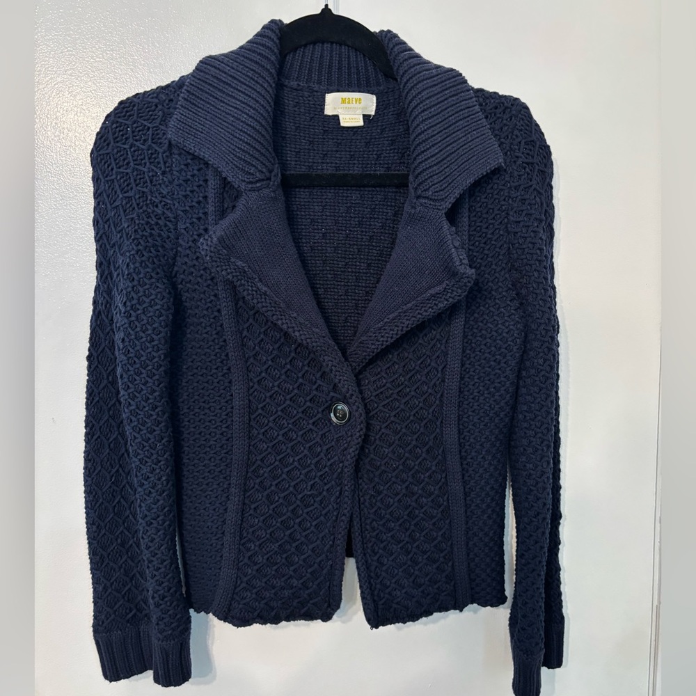 Maeve Anthropologie Navy Blue Knit Cardigan Sweater